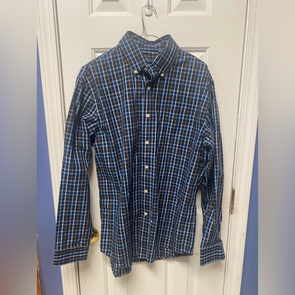 Arrow 1851 Men's Tall Hamilton Poplins Long Sleeve Button Down Plaid Shirt, M - Picture 1 of 5